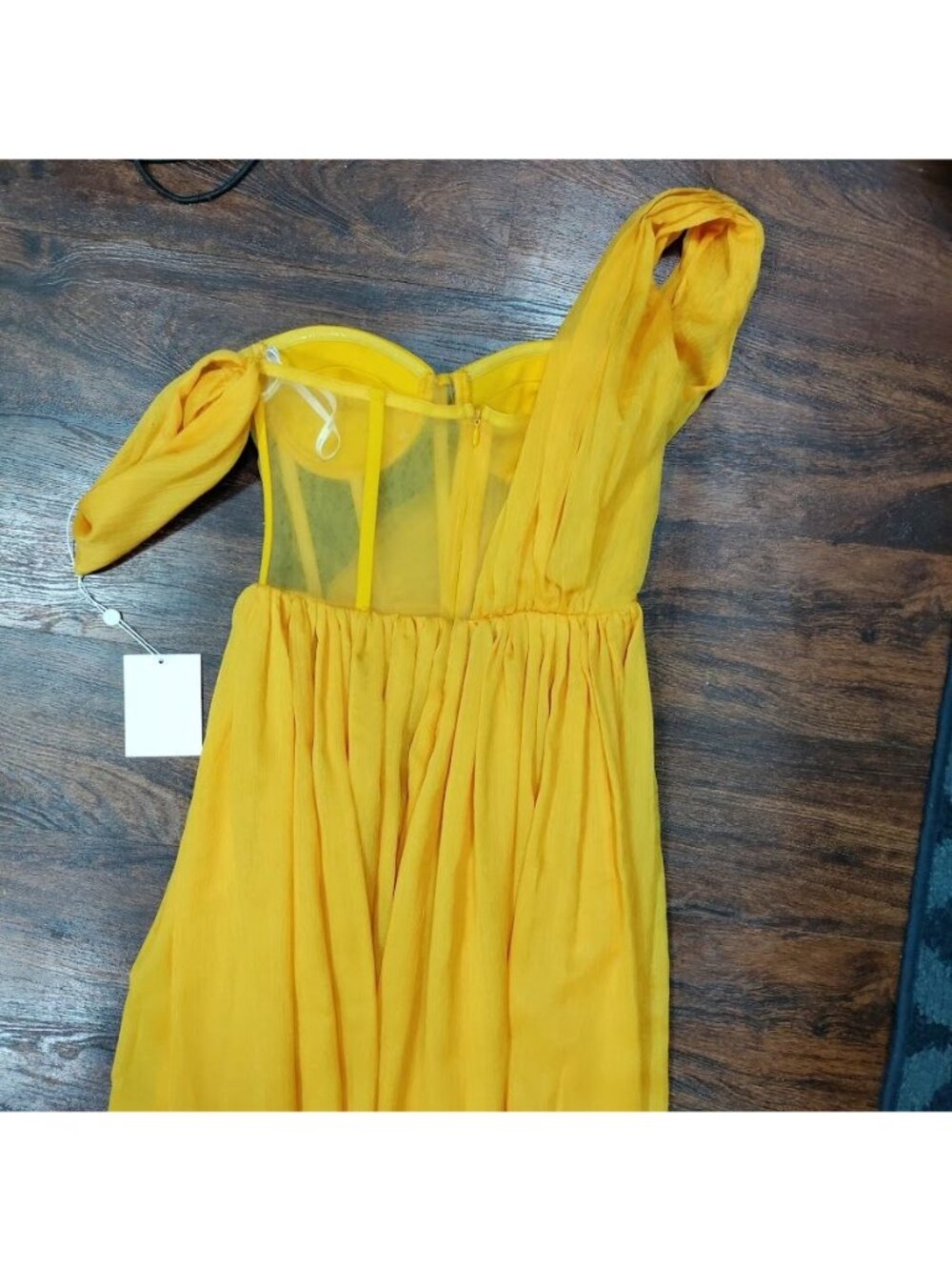 Miss Circle XXS Silk Pleated Corset Slit Maxi Dress Yellow Back In Style - Picture 13 of 15